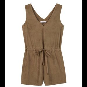 Mango faux suede olive green romper